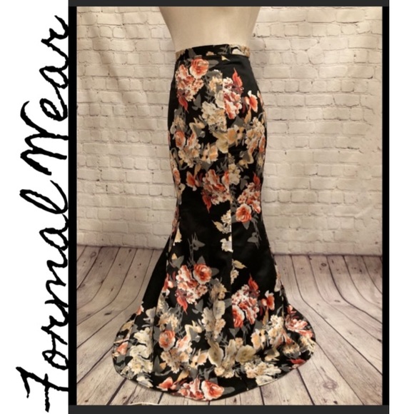 Blondie Nites Dresses & Skirts - "Prom-Formal-Ball" Floral Print Floor-Length Mermaid Skirt size 1